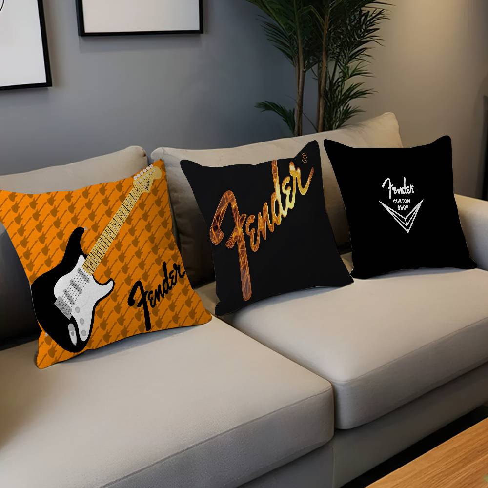Quality Home Textiles - F-Fender Guitar Pillow Covers Cartoon Sofa