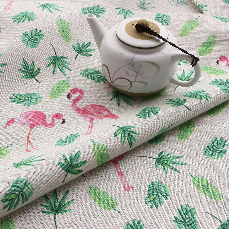 Flamingo Printed Cotton Linen  - Hot Home Of Textiles recension och pris
