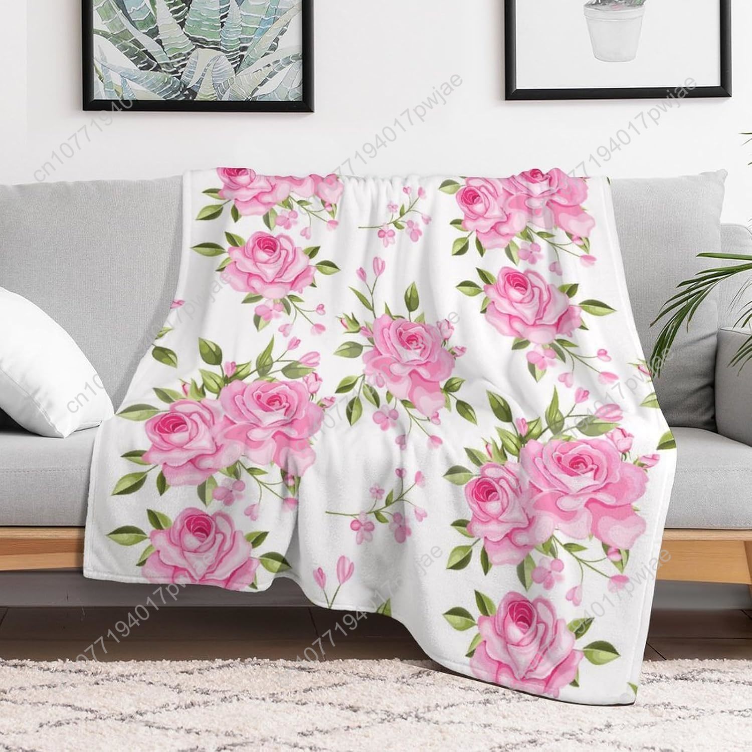Pink Flower Throw Blanket Flor - Quality Home Textiles recension och pris
