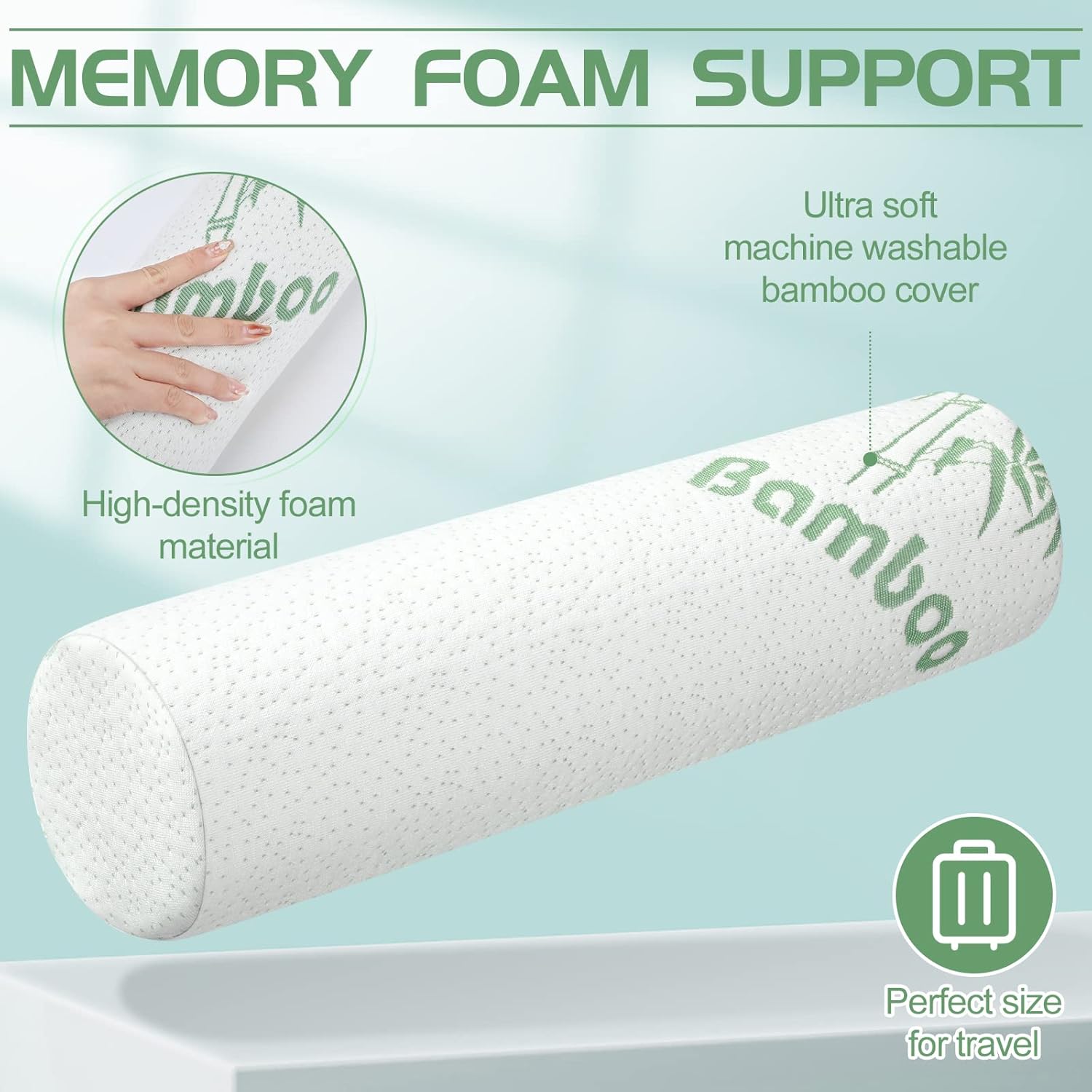 Memory Foam Roll Pillow for Kn - Bolster Pillow Long recension och pris