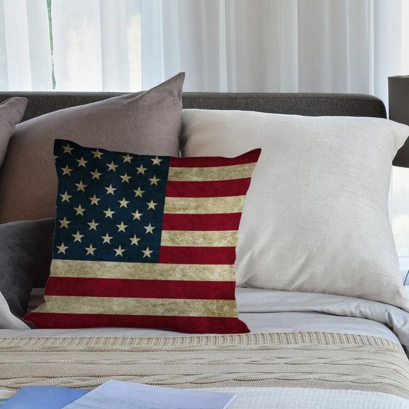 Vintage American Flag Linen Pi - Quality Home Textiles recension och pris