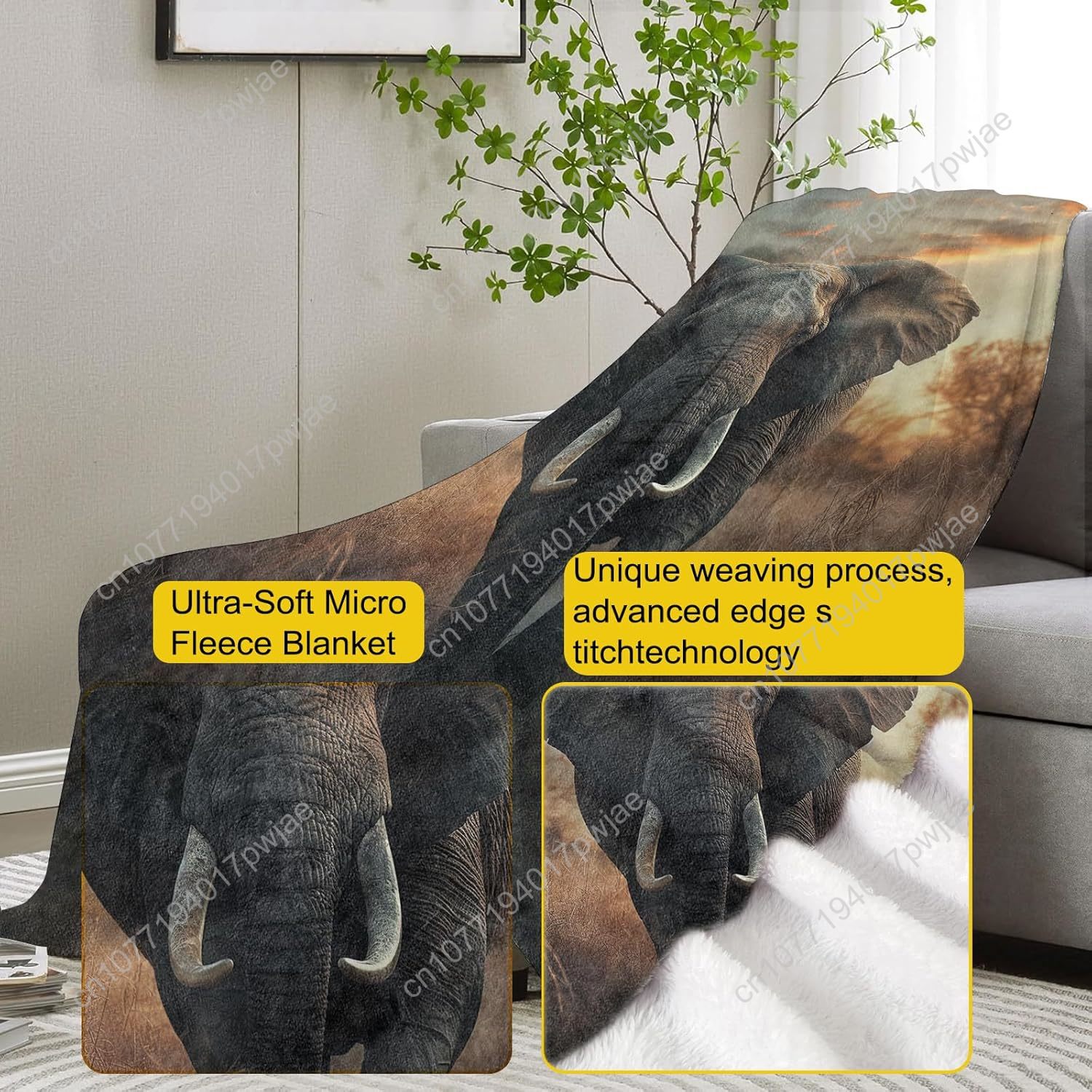 Elephant Fleece Blanket, Reali - Quality Home Textiles recension och pris